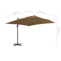 PARASOL WISZĄCY Z ALUMINIOWYM SŁUPKIEM 300X300CM TAUPE
