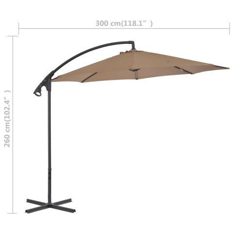 PARASOL WISZĄCY ZE STALOWYM SŁUPKIEM 300CM KOLOR TAUPE