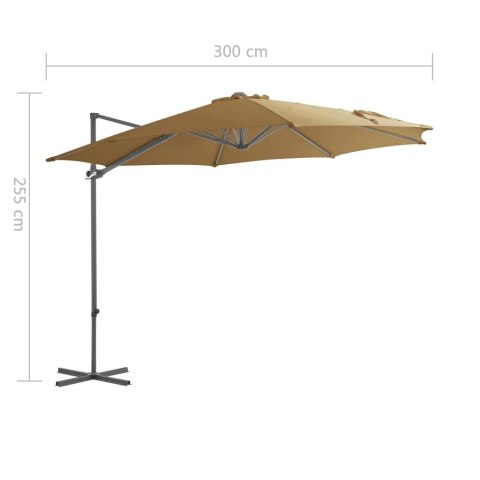 PARASOL WISZĄCY ZE STALOWYM SŁUPKIEM 300CM KOLOR TAUPE