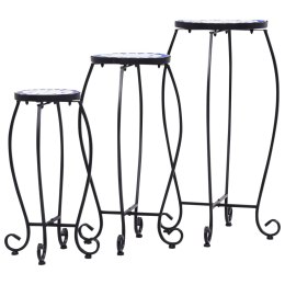 STOLIKIMOZAIKOWE 3SZT NIEBIESKO-BIAŁE CERAMIKA