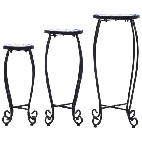 STOLIKIMOZAIKOWE 3SZT NIEBIESKO-BIAŁE CERAMIKA