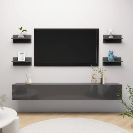 PÓŁKI ŚCIENNE 4SZT SZARE POŁYSK 40X115X18CM