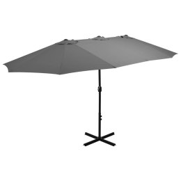 PARASOL OGRODOWY NA SŁUPKU ALUMINIOWYM 460X270CM ANTRACYTOWY