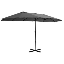 PARASOL OGRODOWY NA SŁUPKU ALUMINIOWYM 460X270CM ANTRACYTOWY