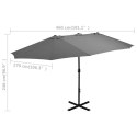 PARASOL OGRODOWY NA SŁUPKU ALUMINIOWYM 460X270CM ANTRACYTOWY