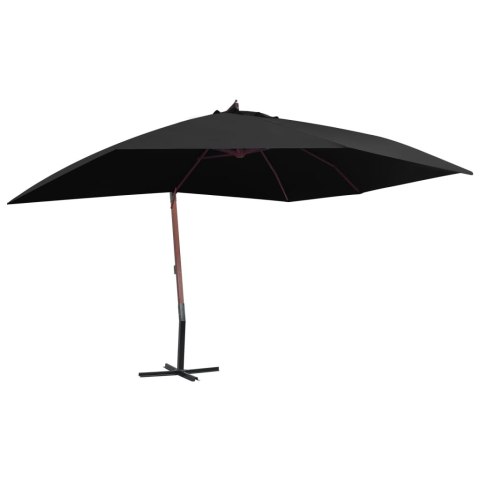 WISZĄCY PARASOL NA DREWNIANYM SŁUPKU 400X300CM CZARNY