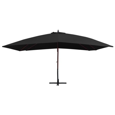 WISZĄCY PARASOL NA DREWNIANYM SŁUPKU 400X300CM CZARNY