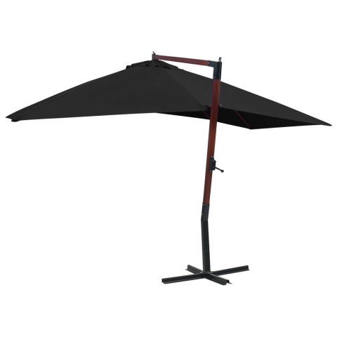 WISZĄCY PARASOL NA DREWNIANYM SŁUPKU 400X300CM CZARNY