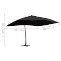 WISZĄCY PARASOL NA DREWNIANYM SŁUPKU 400X300CM CZARNY