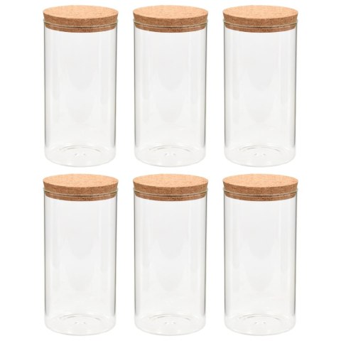 SZKLANE SŁOJE Z KORKOWĄ POKRYWKĄ 6SZT 1400ML