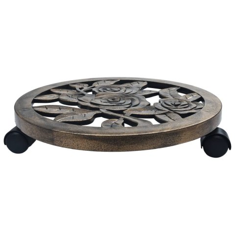 STOJAKI NA KÓŁKACH POD DONICE 6SZT BRĄZ 38CM PLASTIK