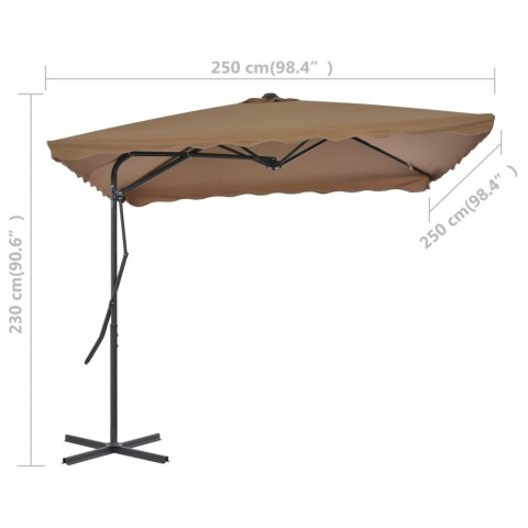 PARASOL OGRODOWY NA SŁUPKU STALOWYM 250X250CM KOLOR TAUPE