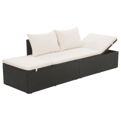 LEŻANKA OGRODOWA CZARNA 195X60CM RATTAN PE