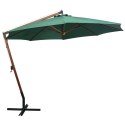 PARASOL OGRODOWY WISZĄCY 350CM DREWNIANY ZIELONY