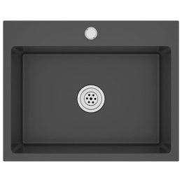 RĘCZNIE ROBIONY ZLEW KUCHENNY CZARNY STAL NIERDZEWNA