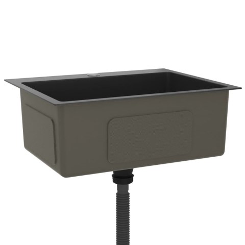 RĘCZNIE ROBIONY ZLEW KUCHENNY CZARNY STAL NIERDZEWNA