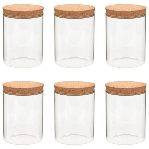 SZKLANE SŁOJE Z KORKOWĄ POKRYWKĄ 6SZT 650ML