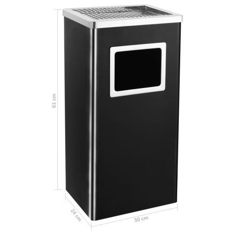 HOTELOWY KOSZ NA ŚMIECI Z POPIELNICZKĄ 45L STAL CZARNY