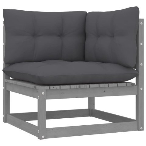 OGRODOWE SIEDZISKO NAROŻNE Z ANTRACYTOWYMI PODUSZKAMI SOSNOWE