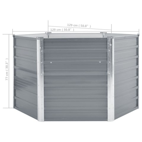 PODWYŻSZONA DONICA Z GALWANIZOWANEJ STALI 129X129X77CMSZARA