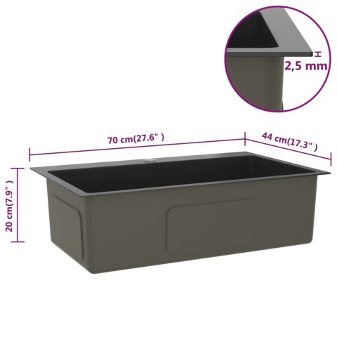 RĘCZNIE ROBIONY ZLEW KUCHENNY CZARNY STAL NIERDZEWNA