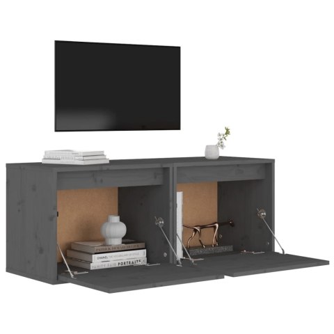 SZAFKI ŚCIENNE 2SZT SZARE 45X30X35CM DREWNO SOSNOWE