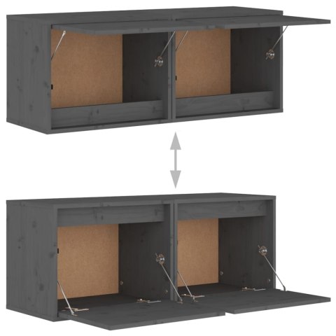 SZAFKI ŚCIENNE 2SZT SZARE 45X30X35CM DREWNO SOSNOWE