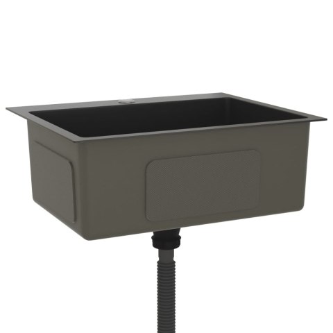 RĘCZNIE ROBIONY ZLEW KUCHENNY CZARNY STAL NIERDZEWNA