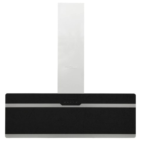 ŚCIENNY OKAP KUCHENNY 90CM STAL I HARTOWANE SZKŁO CZARNY