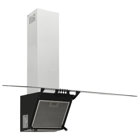 ŚCIENNY OKAP KUCHENNY 90CM STAL I HARTOWANE SZKŁO CZARNY