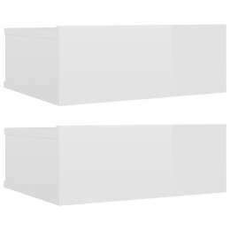 WISZĄCE SZAFKI NOCNE 2SZT BIAŁE POŁYSK 40X30X15CM