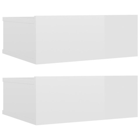 WISZĄCE SZAFKI NOCNE 2SZT BIAŁE POŁYSK 40X30X15CM