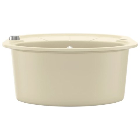 GRANITOWY ZLEWOZMYWAK JEDNOKOMOROWY OWALNY BEŻOWY