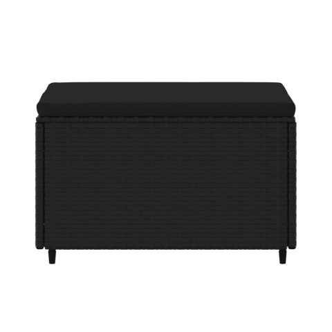 PODNÓŻEK OGRODOWY Z PODUSZKĄ CZARNY POLIRATTAN