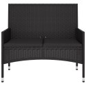 2-OSOBOWA ŁAWKA OGRODOWA Z PODUSZKAMI CZARNA POLIRATTAN