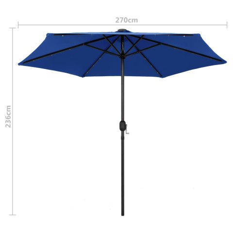 PARASOL OGRODOWY Z LED I ALUMINIOWYM SŁUPKIEM 270CM LAZUROWY