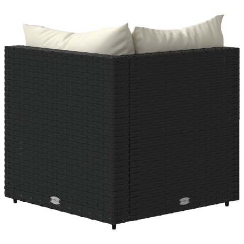 NAROŻNE MODUŁY SOFY Z PODUSZKAMI 2 SZT CZARNE POLIRATTAN