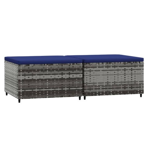 PODNÓŻKI OGRODOWE Z PODUSZKAMI 2 SZT SZARE POLIRATTAN