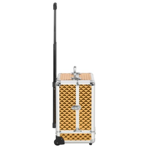 WALIZKA KOSMETYCZNA NA KÓŁKACH 35X29X45CM ZŁOTA ALUMINIOWA