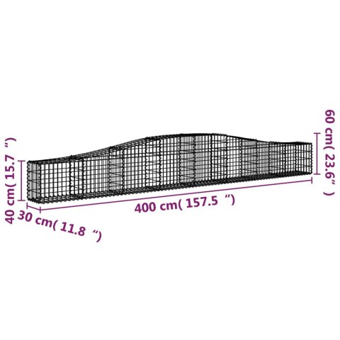 KOSZE GABIONOWE 6 SZT 400X30X40/60CM GALWANIZOWANE ŻELAZO