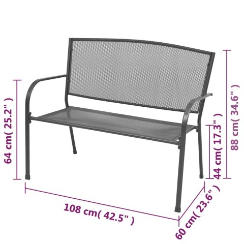 ŁAWKA OGRODOWA 108CM STAL I SIATKA ANTRACYTOWA