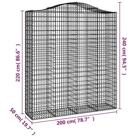 KOSZE GABIONOWE 3 SZT 200X50X220/240CM GALWANIZOWANE ŻELAZO
