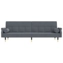 ROZKŁADANA KANAPA Z PODUSZKAMI CIEMNOSZARA OBITA AKSAMITEM