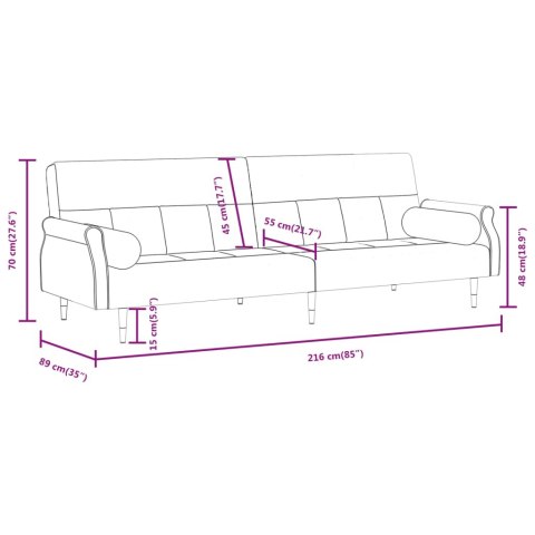 ROZKŁADANA KANAPA Z PODUSZKAMI CIEMNOSZARA OBITA AKSAMITEM