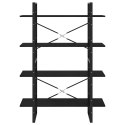 4-POZIOMOWY REGAŁ NA KSIĄŻKI CZARNY 100X30X140 SOSNOWY