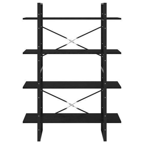 4-POZIOMOWY REGAŁ NA KSIĄŻKI CZARNY 100X30X140 SOSNOWY