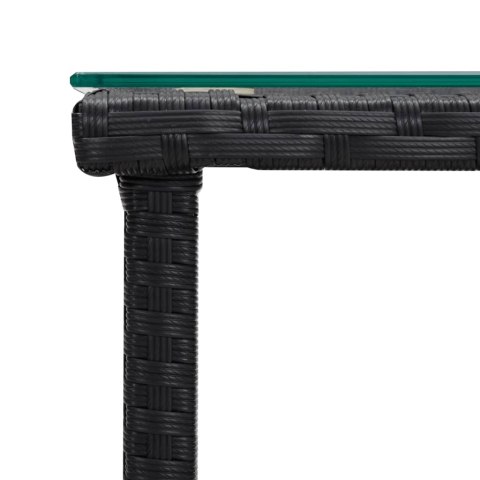 STOLIK BOCZNY CZARNY 45X45X45CM RATTAN PE I SZKŁO HARTOWANE