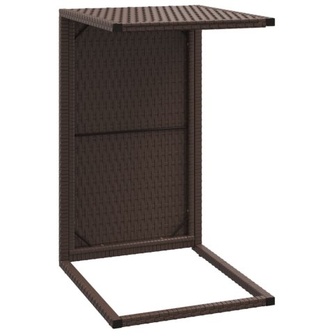 STOLIK W KSZTAŁCIE LITERY C BRĄZOWY 40X35X60CM POLIRATTAN