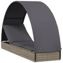 LEŻAK Z PÓŁOKRĄGŁYM DASZKIEM SZARY 211X57X140CM RATTAN PE