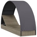 LEŻAK Z PÓŁOKRĄGŁYM DASZKIEM SZARY 211X57X140CM RATTAN PE
